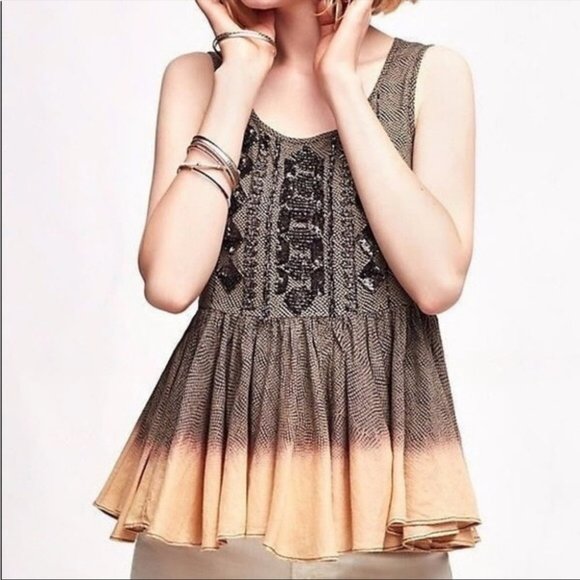 Anthropologie Tops - Anthropologie Akemi + Kin Anaphora Sequinned Ombré Peplum sleeveless blouse Med
